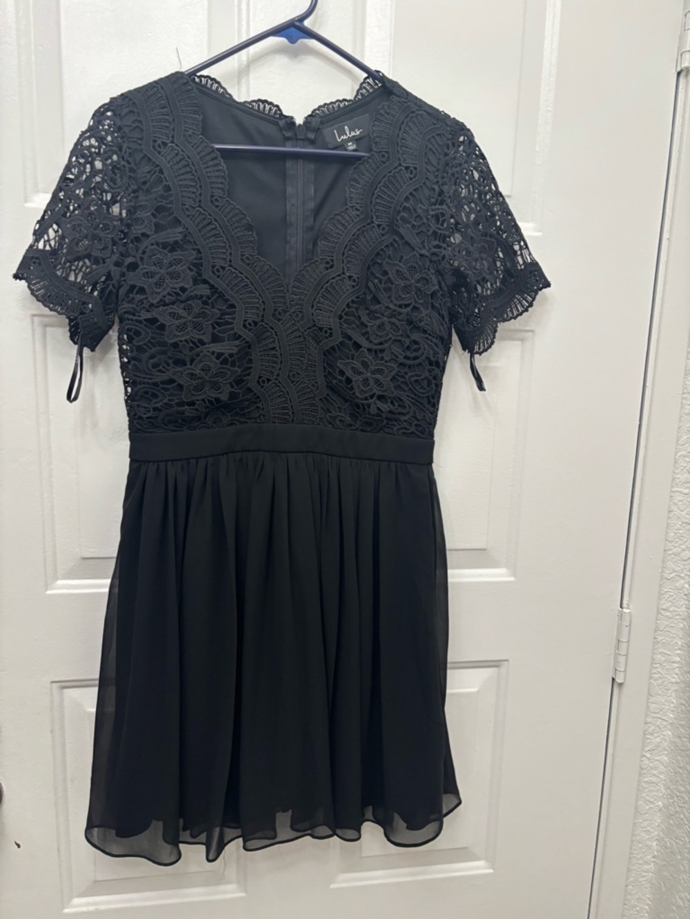 Lulu's Black Lace V-Neck Mini Dress